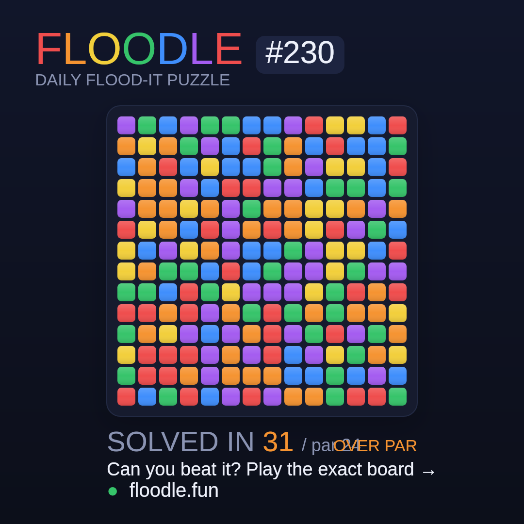 Floodle #230 starting board
