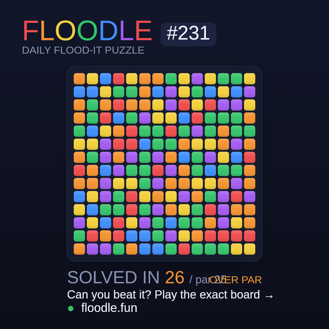 Floodle #231 starting board